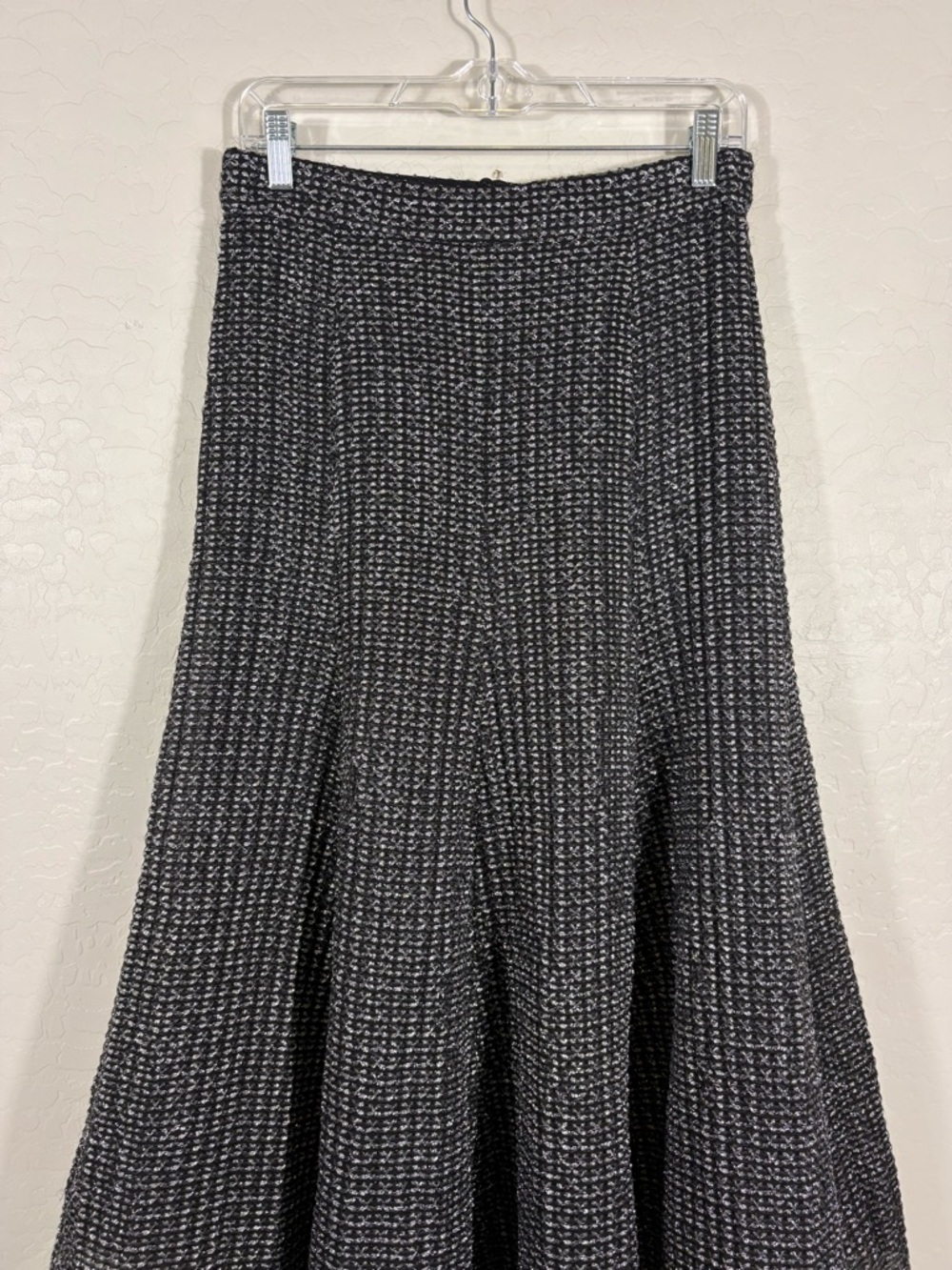 Akris Punto Metallic High Waist A-Line Midi Skirt 8 Silver/Black Quiet Luxury - Picture 5 of 10